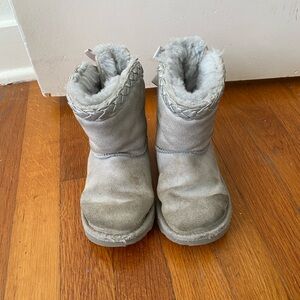 UGG Toddler Girl Silver Gray Fur-Lined Winter Boots Size 10